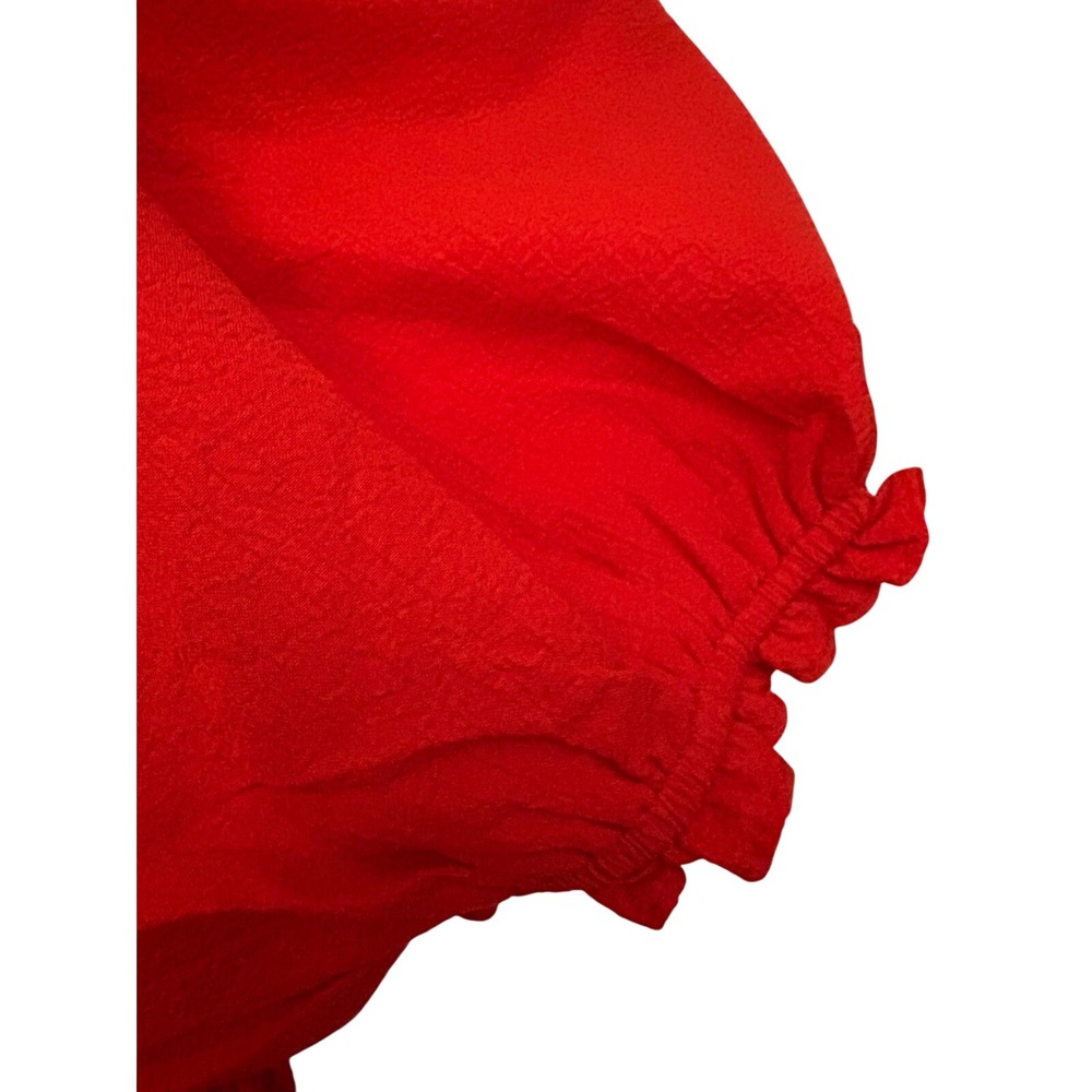Altard State Red Smocked Puff Sleeve Mini Dress ND30058 Womens Medium - Picture 7 of 8